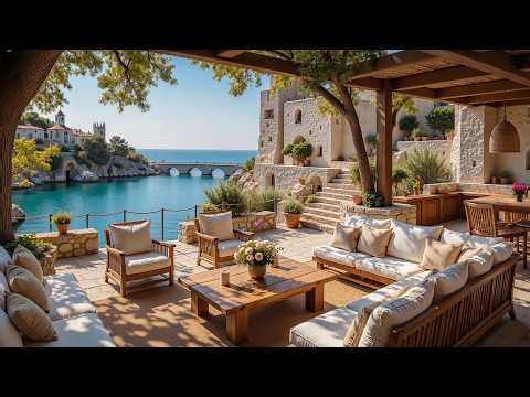 Mediterranean Seaside Villa Jazz 🌊 Luxury Coastal Terrace & Tranquil Bay Ambience