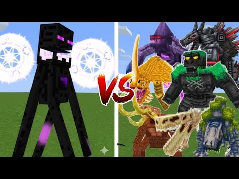ENDERMAN COLOSSUS VS KAIJU CRAFT ADDON! 😱 Biggest Minecraft Battle Ever!