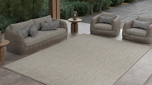 Couristan Recife Saddle Stitch Ivory-Blue 6 ft. x 9 ft. Flatwoven Solid Rectangle Indoor/Outdoor Area Rug R0011212062092T