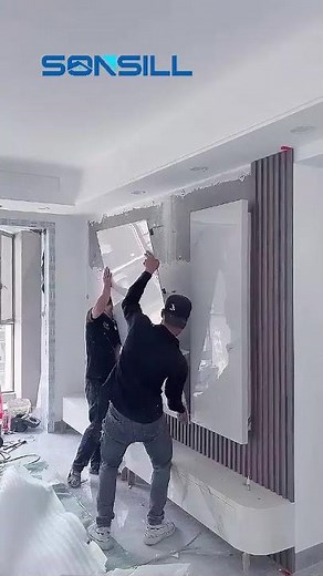 Indoor WPC Wall Panel Installation | Modern Grille Background Wall