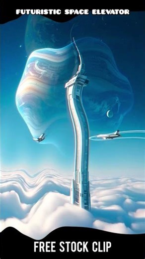 Futuristic Space Elevator | Sci-Fi Megastructure | Free Stock Clip