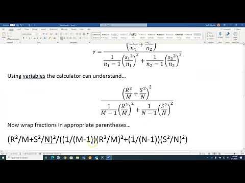 Satterthwaite Degrees of Freedom on TI-84