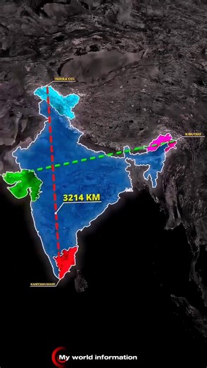 India's length and width through map animation ⛰️ #geography #indiangeography #mapanimation