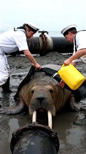 Keep Him Wet! 💦😥 Rescuing a Walrus from Deadly Net