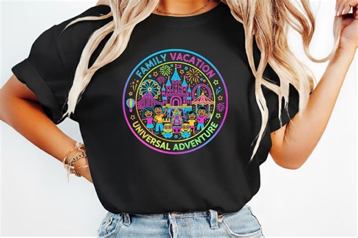 Family Vacation Universal Adventure Shirt, Theme Park Family Trip T-shirt, Matching Family Reminder Tee, Colorful Cartoon Travel Shirt - Etsy