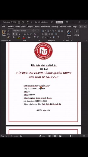 Cách Trình Bày Thông Tin Trên Bìa Tiểu Luận