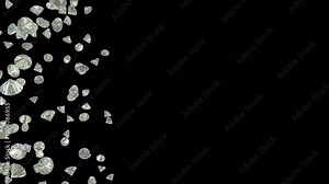 3d diamonds floating across the frame in slow motion on a transparent alpha channel