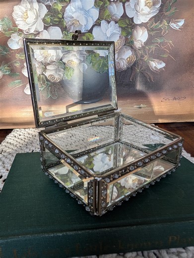 Nicole Miller Glass Jewelry Box With Mirrored Base - Vintage Glam - Etsy