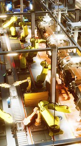 Automobile assembly line production in car factory