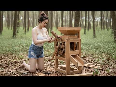 Girl CEO Left the City for the Forest: Making a Wooden Rice Grinder