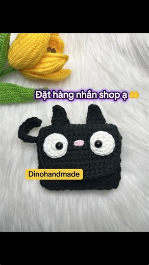 Ví len mèo đen cute quá ạ #dino_handmade #moclen #crochet #handmade #suutam