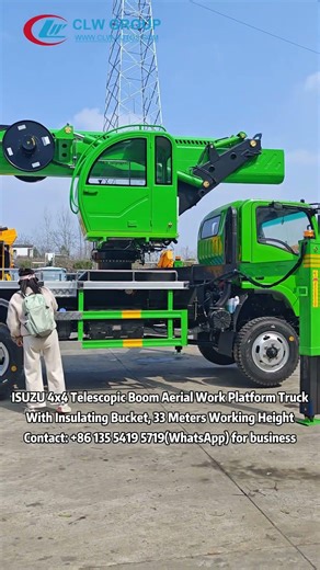 ISUZU 4X4 Telescopic Boom High Aerial Work Platform Truck, 33M Cherry Picker with Insulated Bucket