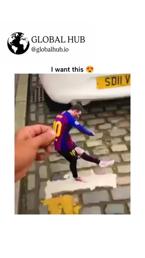 GLOBAL HUB on Instagram: "The video captures a hand positioning a small Lionel Messi figurine in Barcelona kit to kick a tiny soccer ball toward a white Ford Ka's rear window, where it bounces and lands inside on the parcel shelf, mimicking a goal in a whimsical car setup. Shared on Christmas Day by @HumansNoContext , an account curating absurd human moments, the clip highlights creative fan tributes to Messi's legacy, blending soccer passion with everyday improvisation for viral appeal. Early r