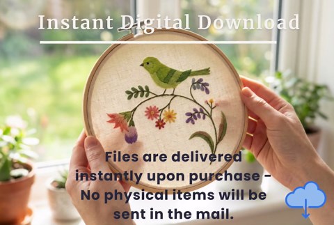 Floral Bird Embroidery Pattern, Beginner Stitch Tutorial (PDF Download) - Etsy