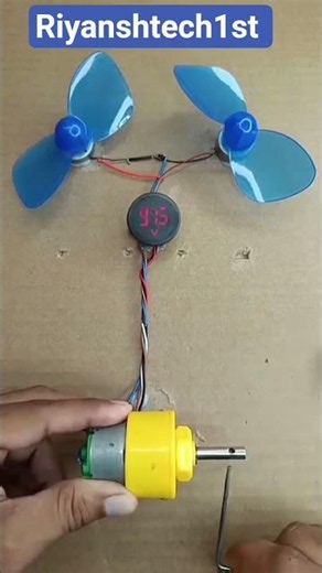 Powering Two DC Motor Fan & Voltmeter with Metal Gear Motor•#shorts #dcmotor