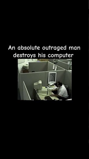 An absolute outraged man destroys his computer (TikTok version)