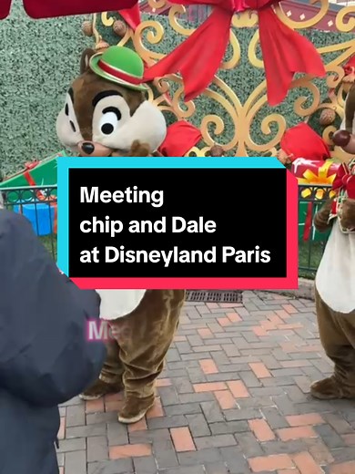 Meeting Chip and Dale in their Christmas outfits at Disneyland Paris. They were sooo excited for their Christmas present 🎁 #disney #chip #dale #christmas #presents @chip and Dale @ Disneyland park @disneyland Paris @disney UK @disney