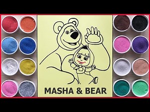 Tô màu tranh cát cô bé siêu quậy và chú gấu xiếc - Sand painting Masha & bear ‪@ChimXinhChannel‬
