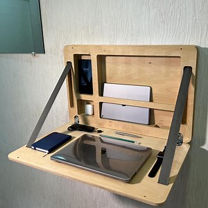 Handmade Plywood Folding Wall Desk: Space-saving Laptop Table - Etsy