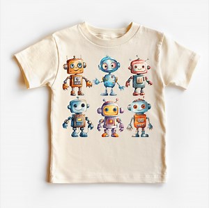 Retro Robot Boys Shirt | Kids Cute Robot Party Tee - Etsy