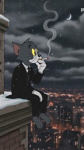 Tom smoking sitting on the roof in sad mode. #old is gold.