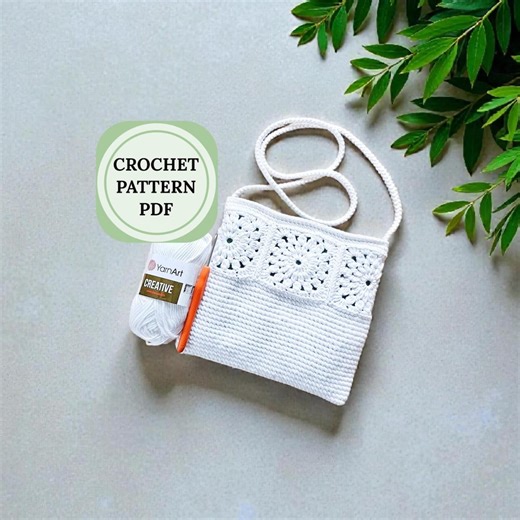Granny Square Bags Crochet Pattern, Crossbody Boho White Tote (PDF Download Pattern) - Etsy Canada
