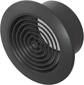 Awenta 4" Inch Black Round Ceiling Vent Cover - Plastic Ceiling Air Vent with Protection Mesh - Home Duct Soffit Vents – Air Conditioning Soffit Exhaust Vent - HVAC Indoor Outdoor Intake Vent