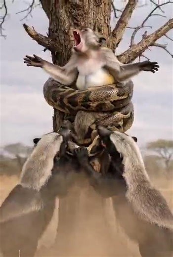 🐍 Monkey Trapped by Giant Snake | Wild Survival Moment 😱