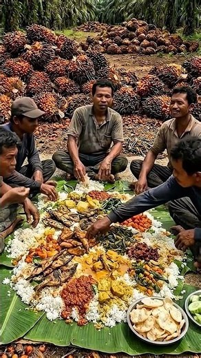 abis panen 5 hektar, bapak-bapak ini langsung makan bareng! #kulinerunik #makan #shortsfeed