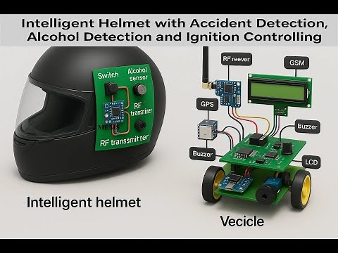 HVS-3033.Intelligent Helmet with Accident Detection, Alcohol Detection and Ignition controlling#gsm