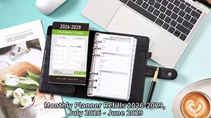2026-2029 Monthly Planner Refill - A6 Size, Planner Inserts with 6-Hole Punched, July 2026 - June 2029, Two Pages Per Month, 2026-2029 Monthly Calendar with Tabs