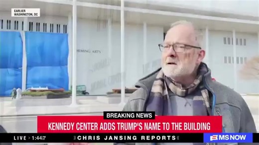 D.C. resident: "This is a desecration!” NEW: Washington D.C. resident on the verge of tears after Donald Trump’s name was added to the John F. Kennedy Center for the Performing Arts. “I'm feeling like democracy died today.” “This is history happening today, and we should all be shocked, shocked…” Via MS NOW | The Cenla Report