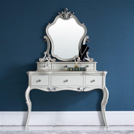 French Rococo Vanity Table With Ornate Mirror, Vintage White Makeup Vanity Desk, French Provincial Bedroom Vanity - Etsy