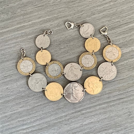 Vintage French Coin Bracelet, Marianne, France Souvenir Jewelry - Etsy