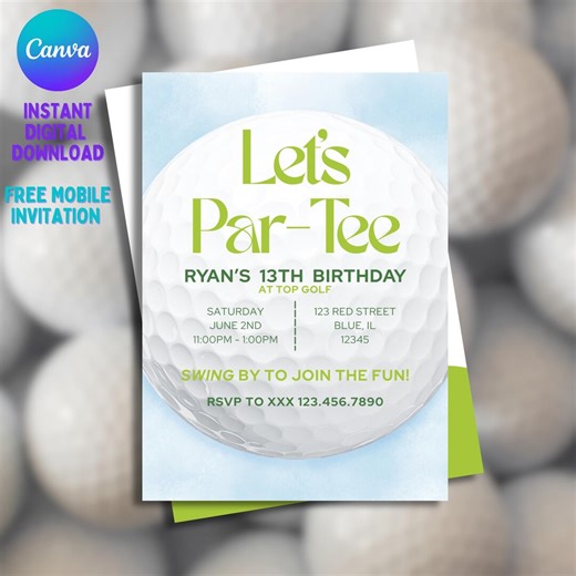 Editable Golf Birthday Invitation: Golf Party Invite (5x7 Digital Download) - Etsy