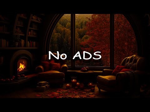 No ADS | Fall Window Ambience 🍁 Rain, Fireplace & Warm Candlelight for Peaceful Sleep