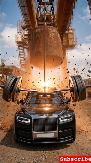 1000KG Weight Drop Test on Car 😳 Car Didn’t Break! #shorts #rollsroyce