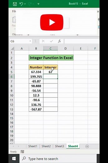 INT Function in Excel 🔥 Decimal se Integer in Seconds #shorts #shortvideo #excel