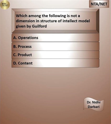 Dr. Nidhi Darbari/Which among the following is not a dimension in structure of intellect model given