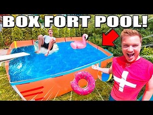 REAL LIFE BOX FORT POOL! Jet Ski, Ball Pit Balls & More!