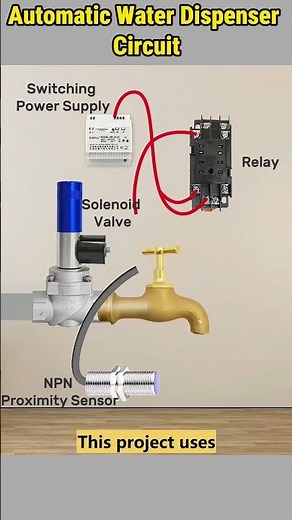DIY Automatic Water Dispenser Circuit - NPN Proximity Sensor Based #diy #waterflow #dispenser