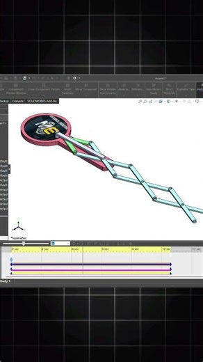 Scissor mechanism or pantograph driven by a crank in #SolidWorks #mechanicaldesign #scissorlift