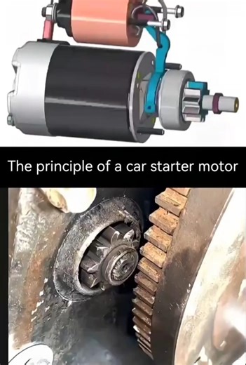 The principle of a car starter motor