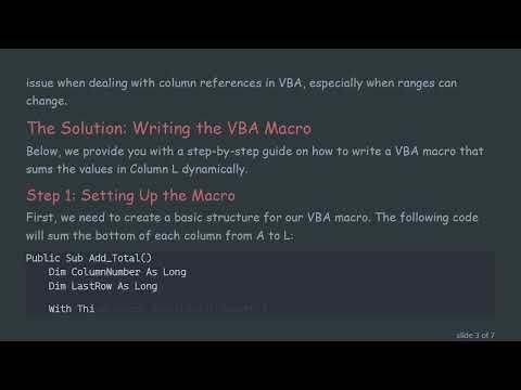 How to AutoSum at the Bottom of Column L in Excel with VBA