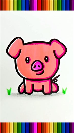 Cute Pig Drawing Tutorial 🐷🐽 #trending #drawing #shorts