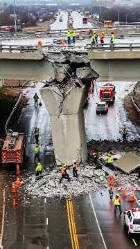 Bridge Collapse During Construction Work | Massive Road Damage Accident 😱🚧