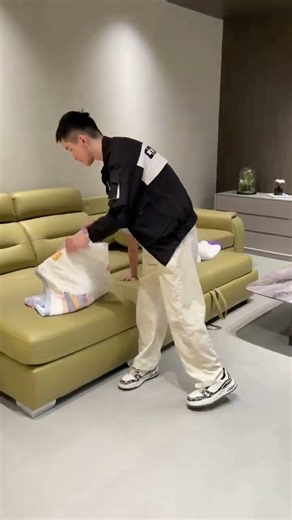 Clever Design: Green Large Sofa with Hidden Side Storage, Convertible Bed & Fold-Down Table!#sofa