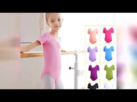 Girls Basic Ballet Leotard Cotton Dance Bodysuit Short Sleeve Gymnastic Leotards for Toddler Balleri