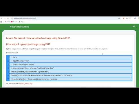 Lesson: File Upload | How to Upload an Image Using Form in PHP