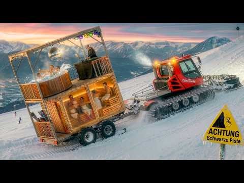 Schafft es unsere 3-stöckige Sauna eine SCHWARZE PISTE hoch?